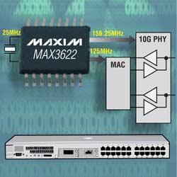 MAX3622:Maxim網絡設備用超低抖動、兩路輸出時鐘發生器