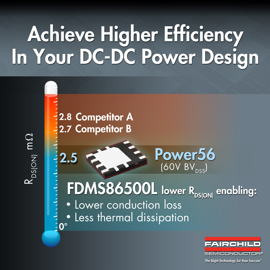 FDMS86500L:飛兆半導體推出PowerTrench® MOSFET器件用于DC-DC電源