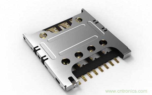 超薄插拔式Micro SIM卡連接器,高度僅為1.24毫米