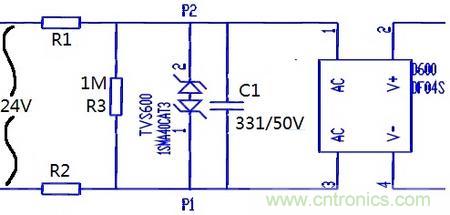 案例1：輸入端24V波動，R1和R2常被燒壞。