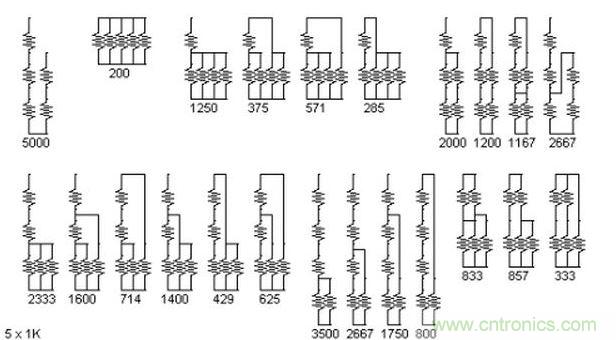 5個電阻我想出了23種組合。還有其它組合嗎？