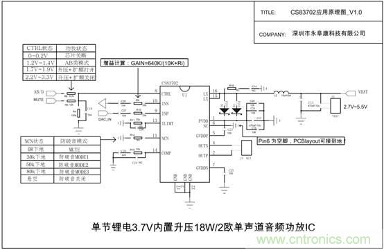 單節鋰電3.7V單聲道音頻功放IC解決方案