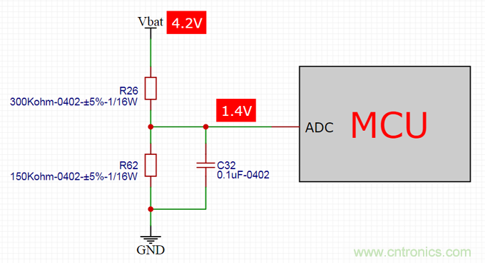 電池電壓偵測電路&ldquo;踩坑&rdquo;：分壓電阻的精度竟然是5%，不是1%