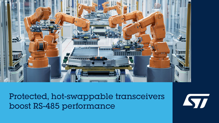 ST 的RS-485收發器兼備傳輸穩定性與速度,適用于工業自動化、智能建筑和機器人 ST 的RS-485收發器兼備傳輸穩定性與速度,適用于工業自動化、智能建筑和機器人